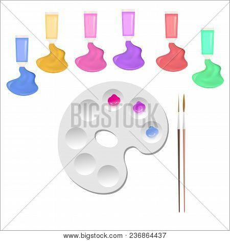 Art Materials For Drawing Liquid Acrylic Paints, Brushes, Palettes