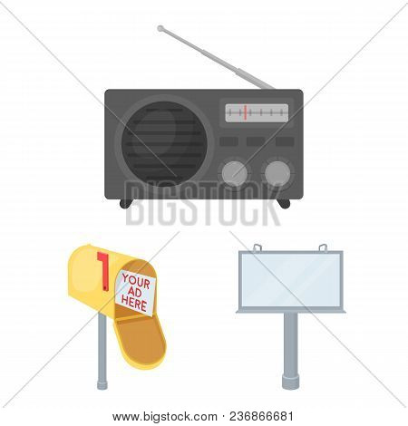 Production Of Advertising Cartoon Icons In Set Collection For Design. Advertising Equipment Vector S