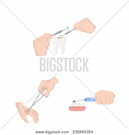 Manipulation By Hands Cartoon Icons In Set Collection For Design. Hand Movement In Medicine Vector S