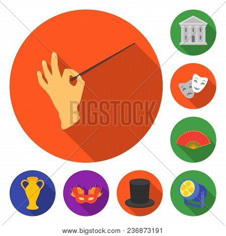 Theatrical Art Flat Icons In Set Collection For Design.theater Equipment And Accessories Vector Symb