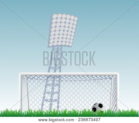Soccer Goal With Net And Ball On Field