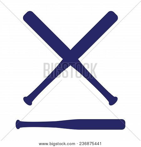 Baseball Crossed Bats. Criss Cross Bats. Flat Vector Illustration