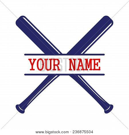 Baseball Crossed Bats - Split Monogram. Criss Cross Bats. Flat Vector Illustration