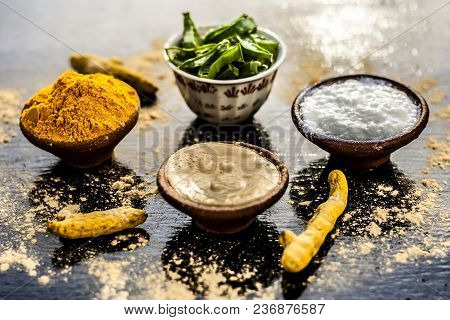 Haldi Ubtan With All Its Ingredients I.e. Aloe Vera Gel,curd Or Yogurt, And Turmeric Removes Acnes A
