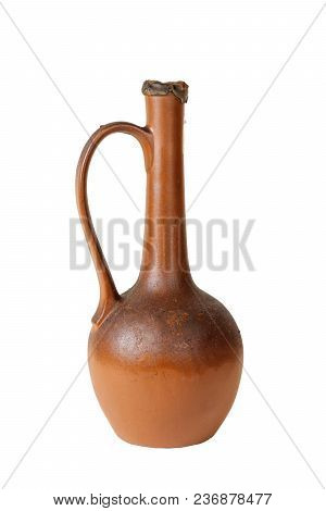 A Clay Wine Jug On A White Background, Isolated