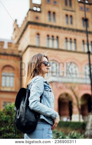 A Portrait Of A Mixed Race College Student At Campus