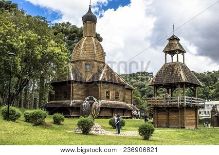 Curitiba, Brazil, December 30, 2017: Ukrainian Catholic Church Is A Tribute To European Immigrants I