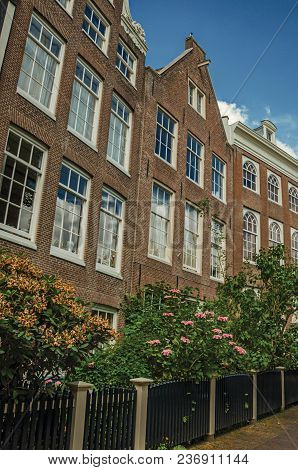 Semidetached Typical Houses And Flowery Garden At Begijnhof, A Medieval Semi-monastic Community In A
