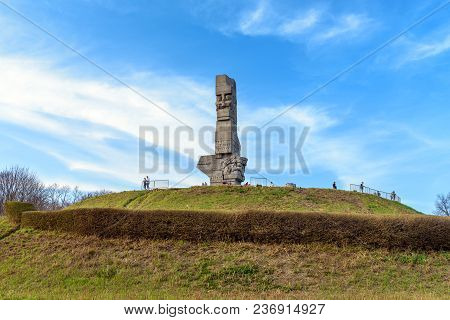 Gdansk Westerplatte, Poland - April 15, 2018: Westerplatte Monument In Memory Of The Polish Defender