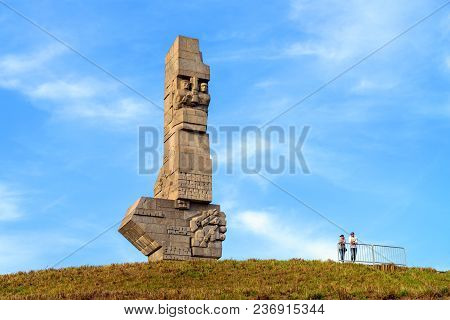 Gdansk Westerplatte, Poland - April 15, 2018: Westerplatte Monument In Memory Of The Polish Defender