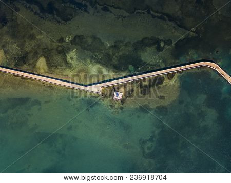 Aerial View Of The De Bosset Bridge In Argostoli City On Kefalonia Island, Greece