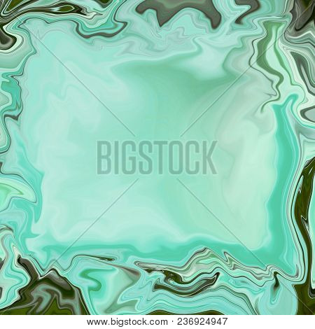 Mock Up Template With Fantasy Text Box. Multicolored Square Background. Abstract Green Border, Semi 
