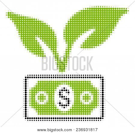 Eco Startup Gain Halftone Vector Pictogram. Illustration Style Is Dotted Iconic Eco Startup Gain Ico