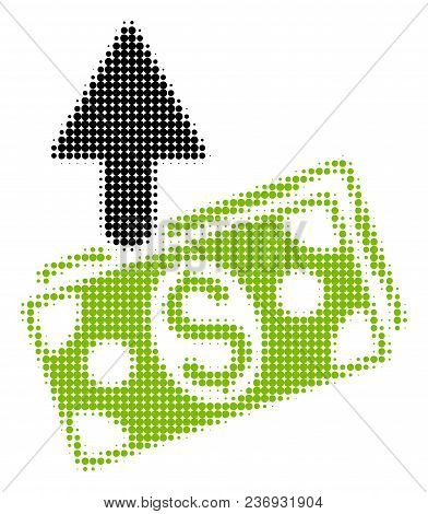 Expences Halftone Vector Icon. Illustration Style Is Dotted Iconic Expences Icon Symbol On A White B