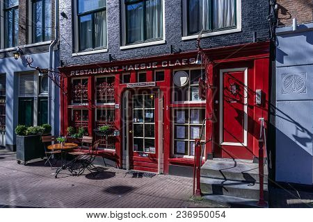 Amsterdam, Netherlands - March 20, 2018 : Red Restaurant Haesje Claes In Amsterdam