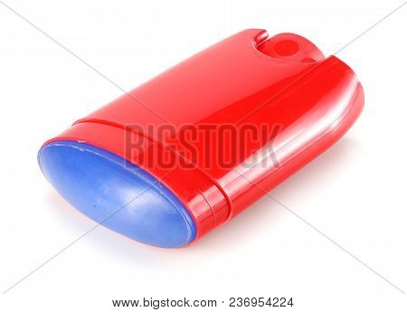 Red Man Deodorant Isolated On White Background