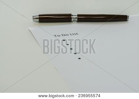 Business Concept - Isolated Mock Up To Do List With Pen For Input