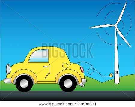 Eco bilen og Windturbine