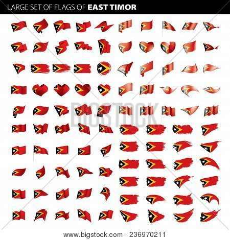 East Timor Flag, Vector Illustration On A White Background. Big Set