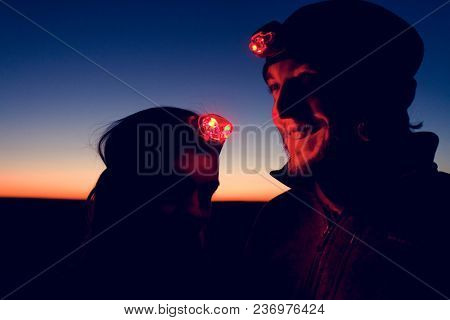 Couple hiking together in the wilderness