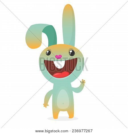 Cute Cartoon Rabbit. Farm Animals. Vector Illustration Of A Bunny. Design For Print, Party Decoratio