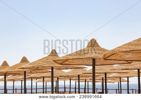 Umbrellas On The Beach At Sharm El Sheikh Beach, Egypt