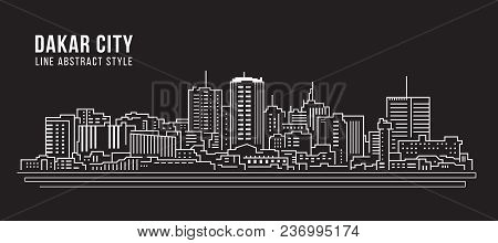 Cityscape Building Line Art Vector Illustration Design - Dakar City