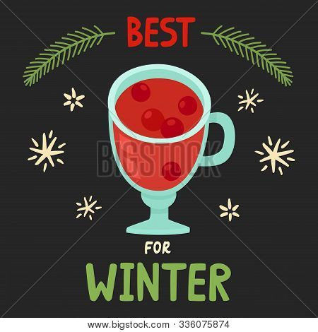 Vector Poster With Glass Of Glog On Black
