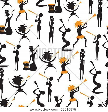 Collection Of Vector Seamless Background With African Traditional Patterns