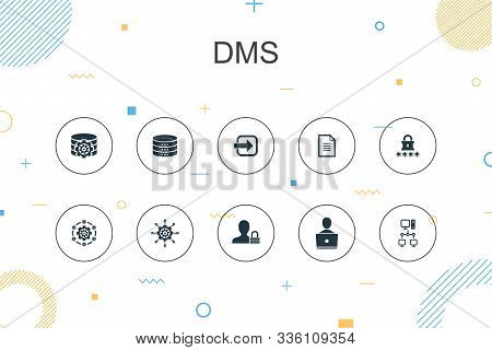 Dms Trendy Infographic Template. Thin Line Design With System, Management, Privacy, Password Icons