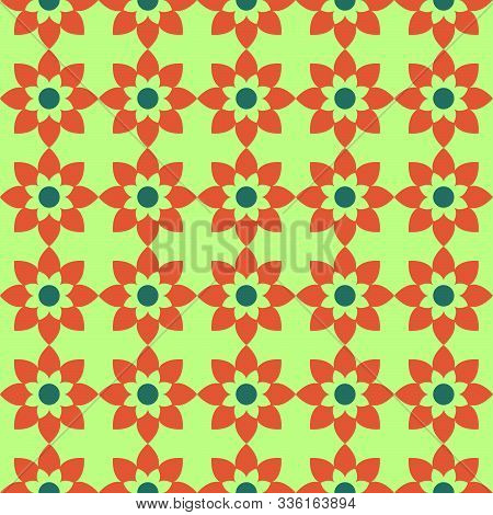 Orange Geometric Pattern Tile In A Grid Format, Ideal For Clothing And Related Surfaces.