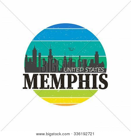 Abstract Memphis City Typography Illustration, Memphis City Design Illustration