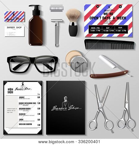 Barbershop Corporate Identity Template Design Set. Branding Mock Up.