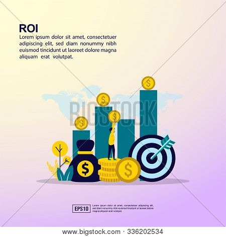 Return On Investment Concept With People Character For Banner, Presentation, Marketing Resource, Pro