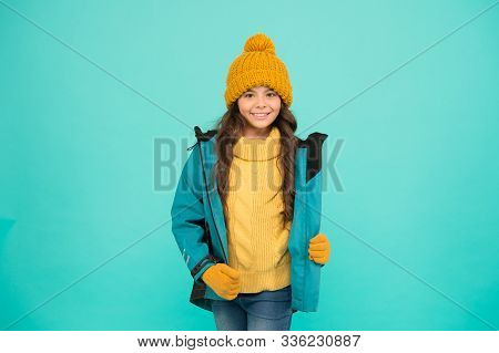 Winter Sports. Knitted Clothes Fashion. Cold Season Weather. Outdoor Activity For Kids. Small Girl S