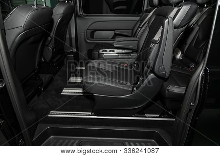 Novosibirsk, Russia - October 10, 2019:  Mercedes-benz V-class,  Leather Interior Design, Three Rows
