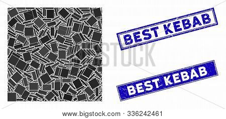 Mosaic Filled Square Pictogram And Rectangle Best Kebab Watermarks. Flat Vector Filled Square Mosaic