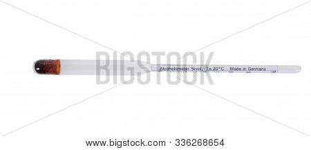 Glass Alcoholometer For Determining The Amount Of Alcohol In A Liquid On White Background.(with Clip