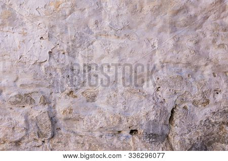 White Plastered Repeatedly Brick Wall Texture. Whitewash Brick Wall Facade Building Surface. White W
