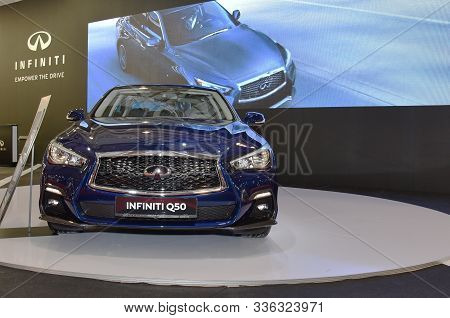 Sofia, Bulgaria, October 13-2017: Infiniti Q50 At Sofia Motor Show