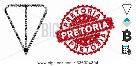 Mosaic Ton Currency Icon And Rubber Stamp Watermark With Pretoria Phrase. Mosaic Vector Is Formed Wi