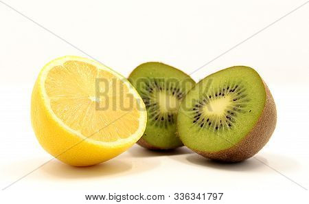 Excellent, Beautiful, Healthy Citrus Fruits On A White Background