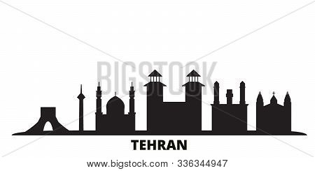 Iran, Tehran City Skyline Isolated Vector Illustration. Iran, Tehran Travel Black Cityscape
