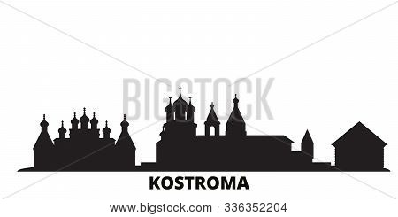 Russia, Kostroma City Skyline Isolated Vector Illustration. Russia, Kostroma Travel Black Cityscape