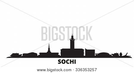 Russia, Sochi City Skyline Isolated Vector Illustration. Russia, Sochi Travel Black Cityscape