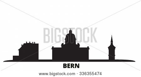 Switzerland, Bern City Skyline Isolated Vector Illustration. Switzerland, Bern Travel Black Cityscap