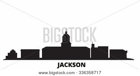 United States, Jackson City Skyline Isolated Vector Illustration. United States, Jackson Travel Blac