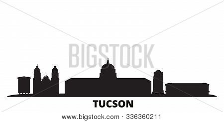 United States, Tucson City Skyline Isolated Vector Illustration. United States, Tucson Travel Black 