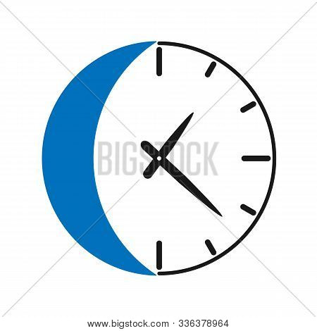 Night Clock Icon.flat Icon For Mobile And Web Design.. Simple Flat Design, Symbol, Logo. Isolated On