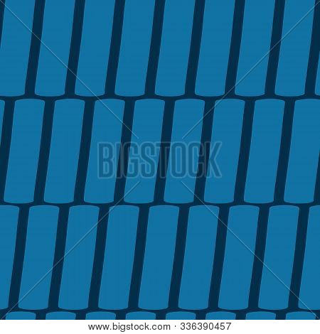 Thick Blue Lines In Row Seamless Pattern.